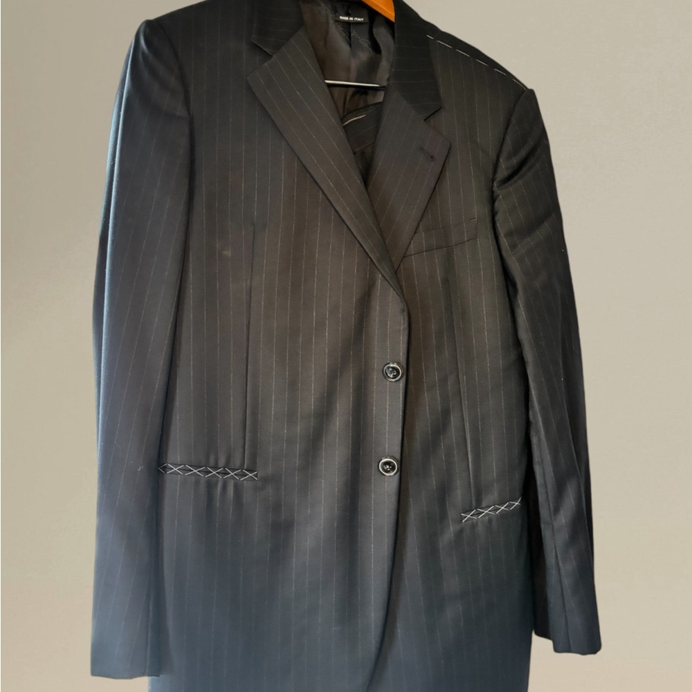 NEW Giorgio Armani suit- black, stripes- size 58R